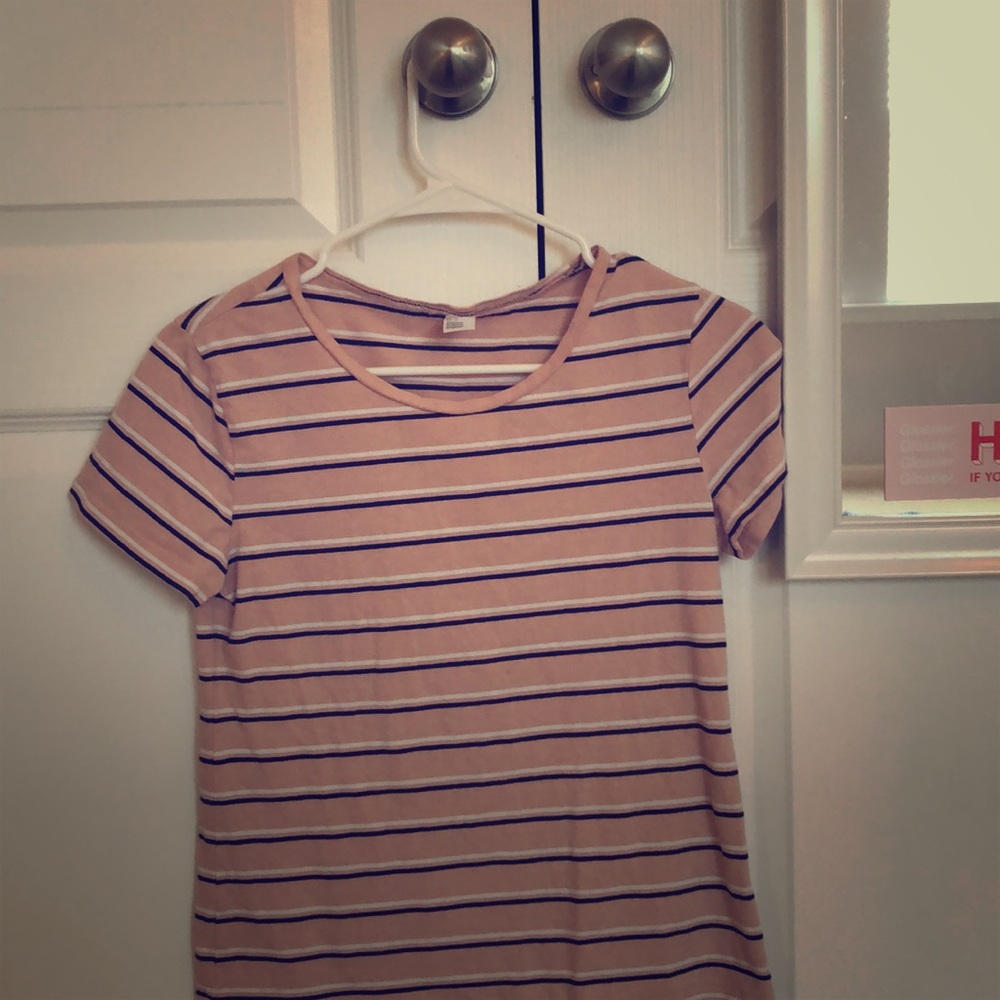 pink striped shirt